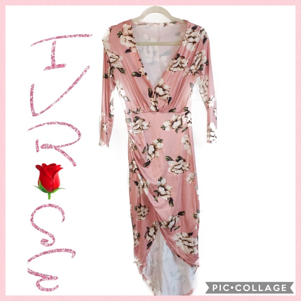 IVR🌹SE Women’s Floral Wrap Style Hi Low Dress Sm